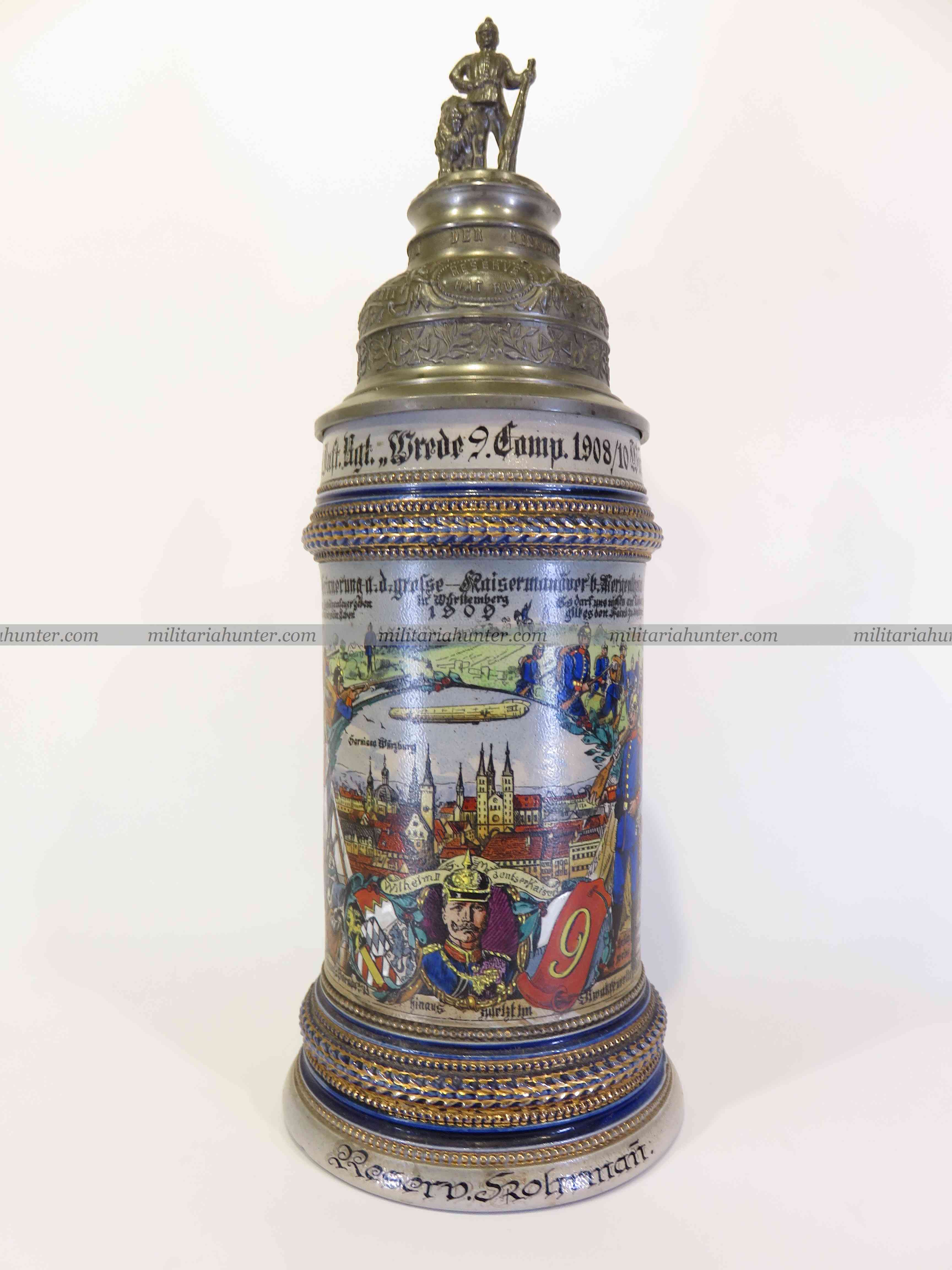militaria : Chope de réserviste Bay 9IR Würzburg Kaiser Manöver im Württemberg