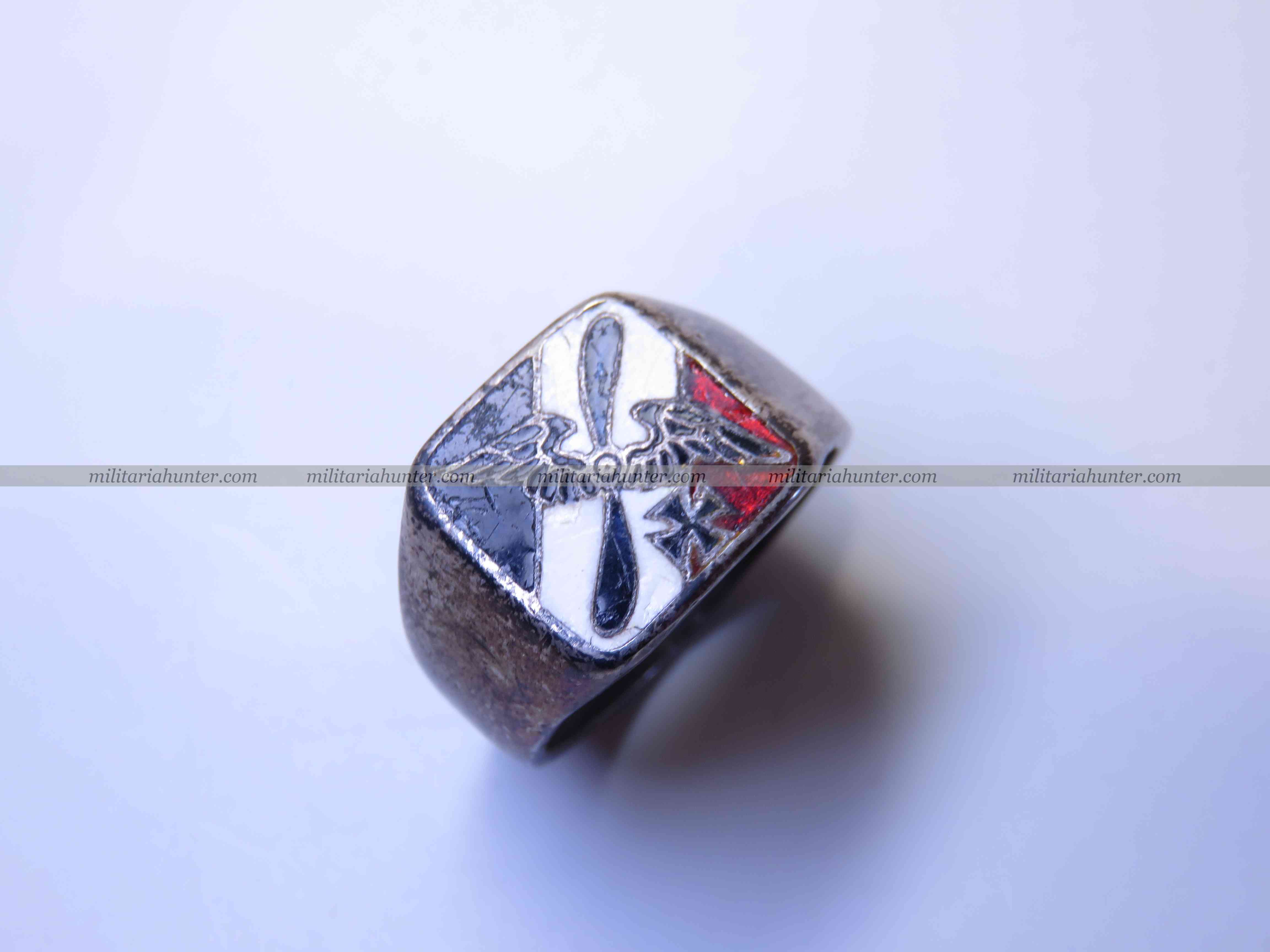 militaria : Bague en argent Fliegertruppen - silver ring - Silber Ring