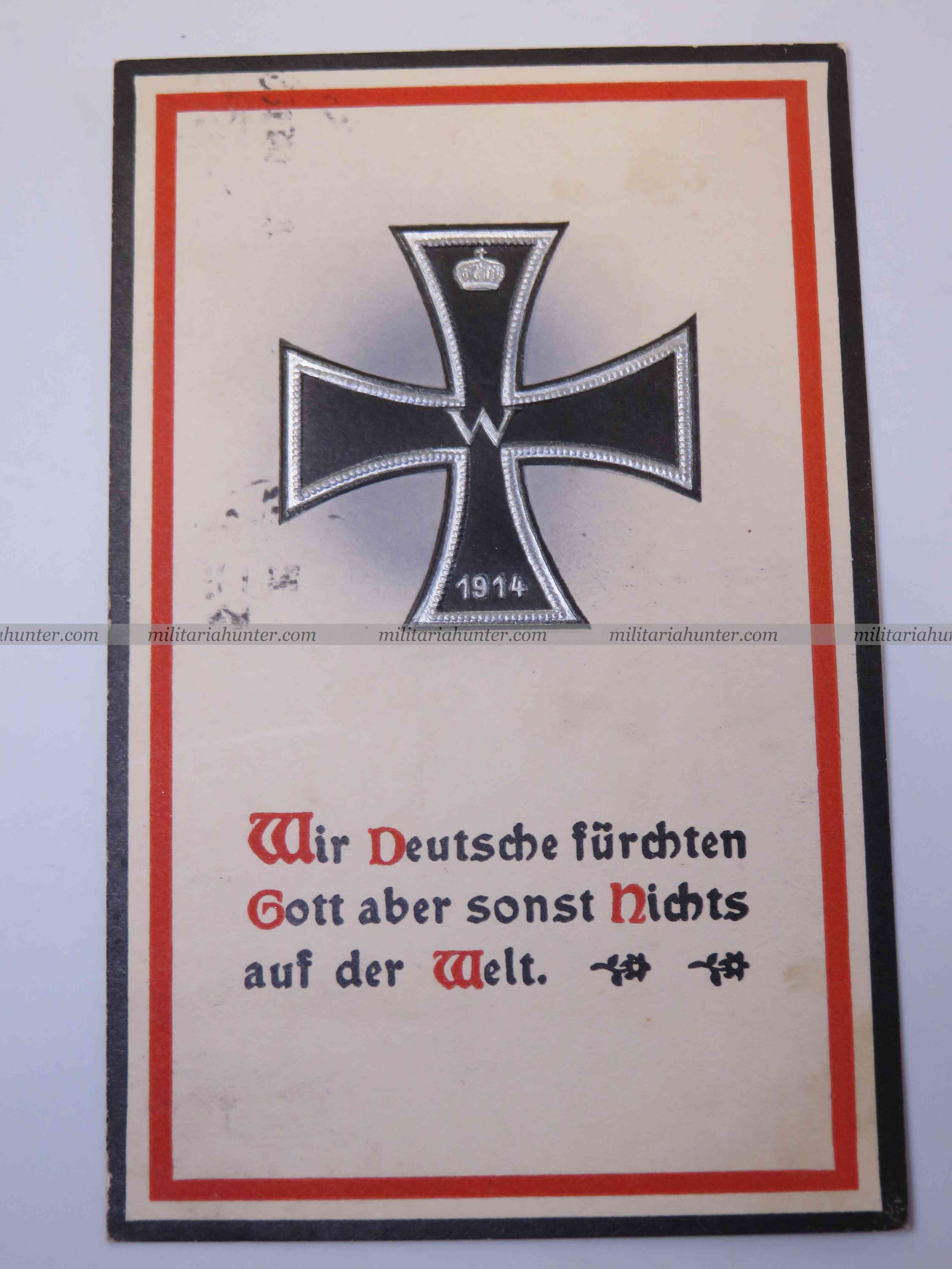 militaria : Carte postale patriotique Croix de Fer - Iron Cross postcard