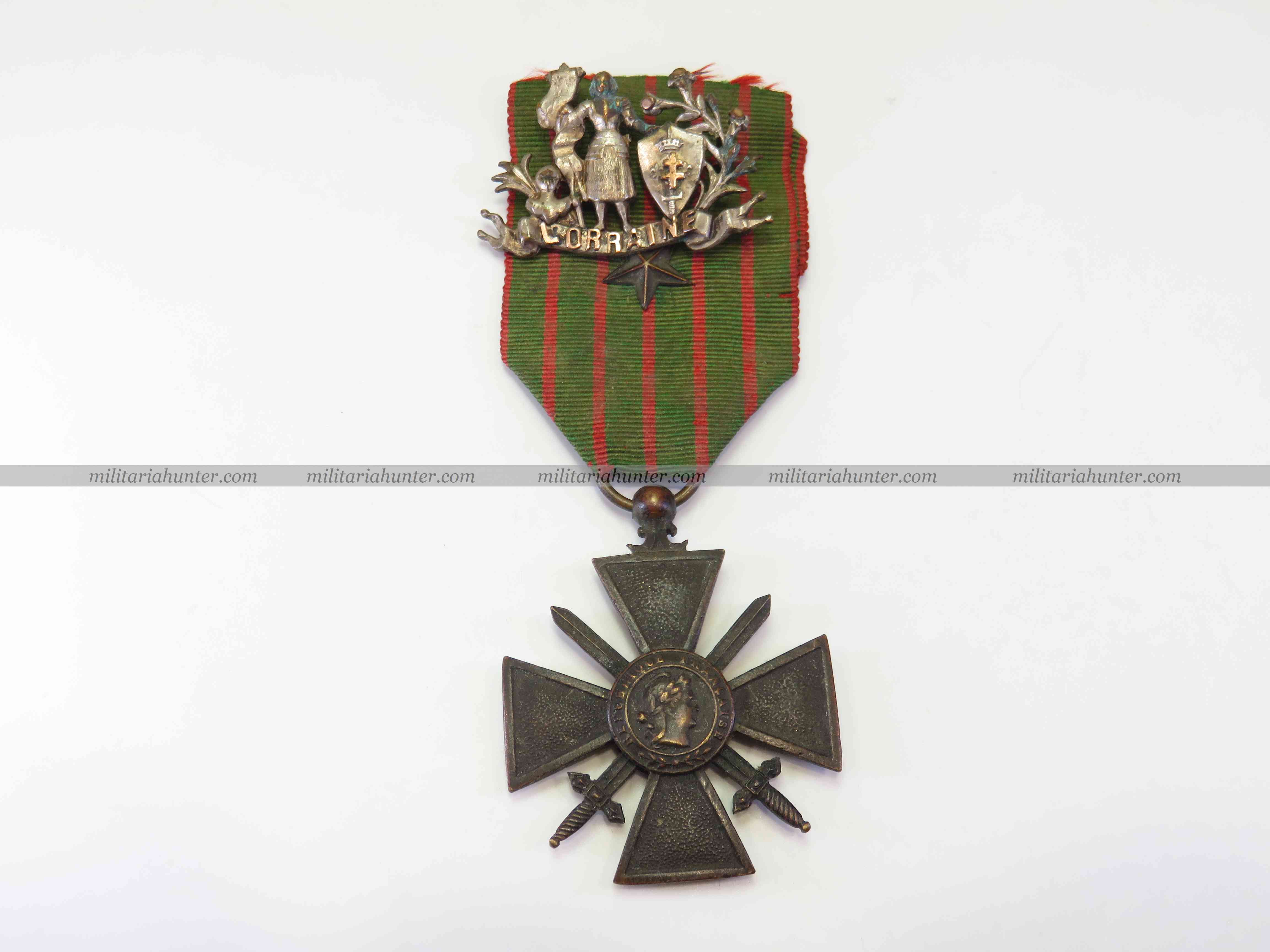 militaria : ww1 french war cross 1914-1916 Croix de Guerre avec broche Lorraine et citation