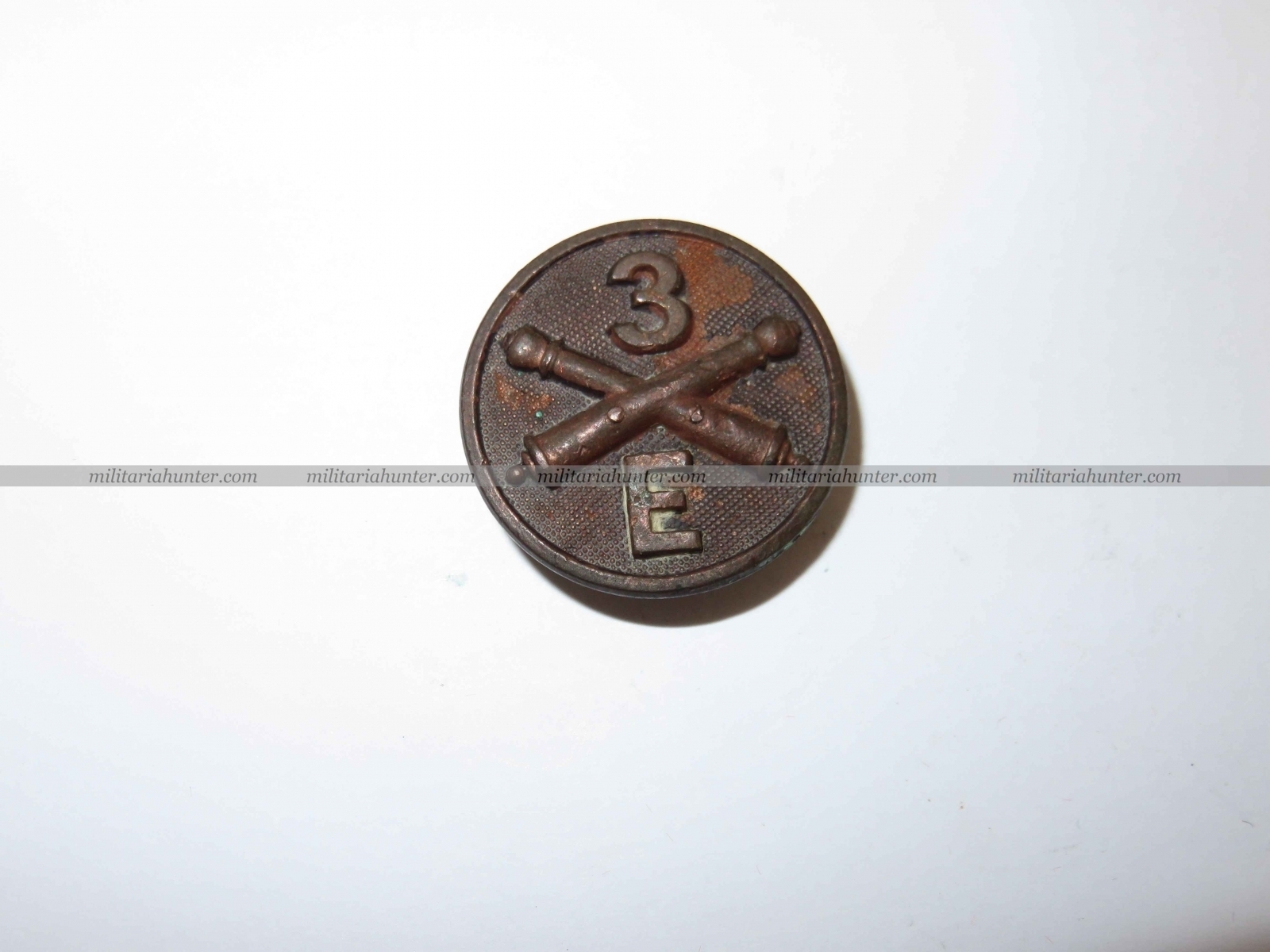 militaria : Collar Disc 3rd Artillery E Battery ww1