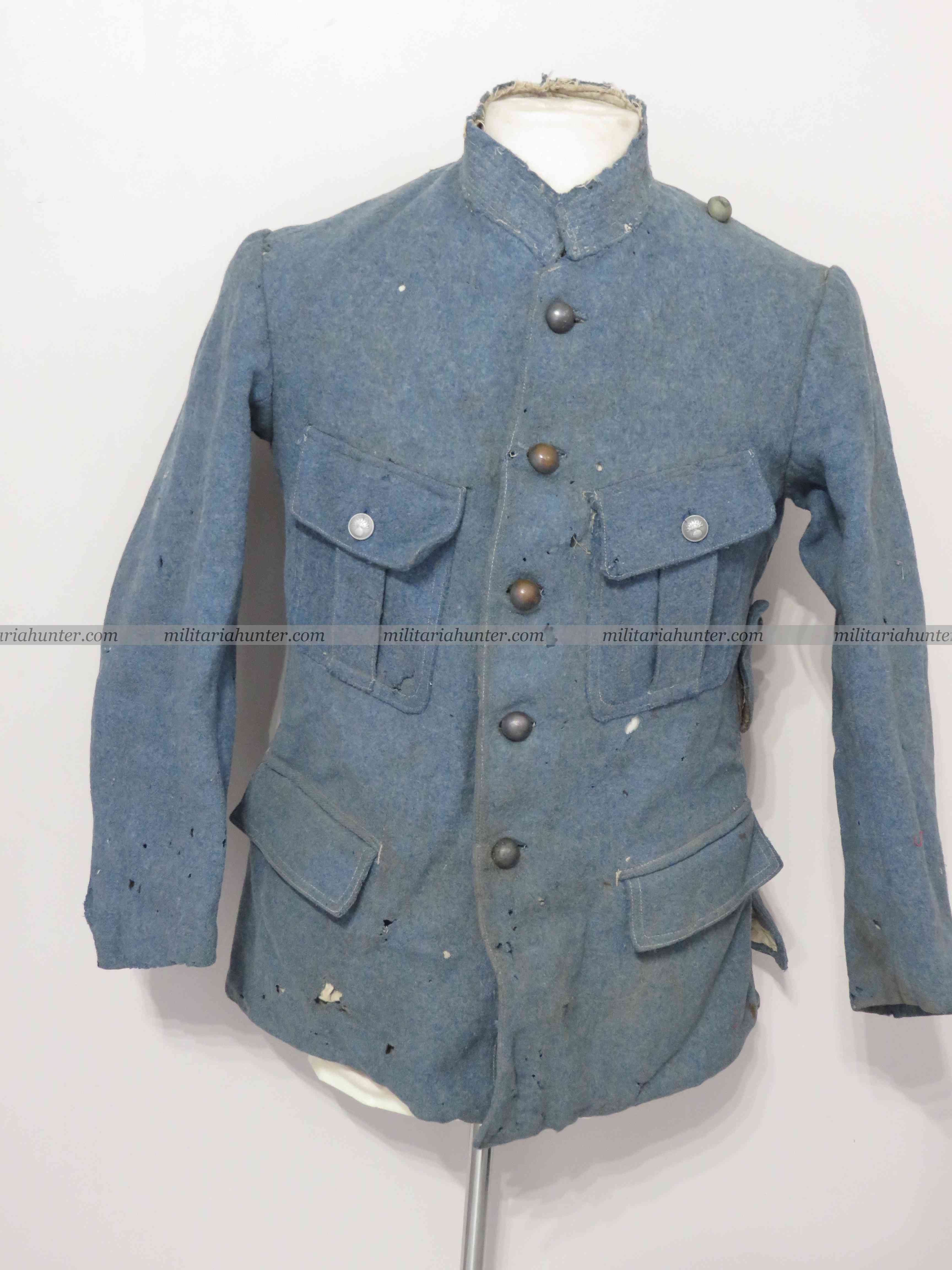 militaria : ww1 french tunic to be restaured - tunique bleu horizon à restaurer