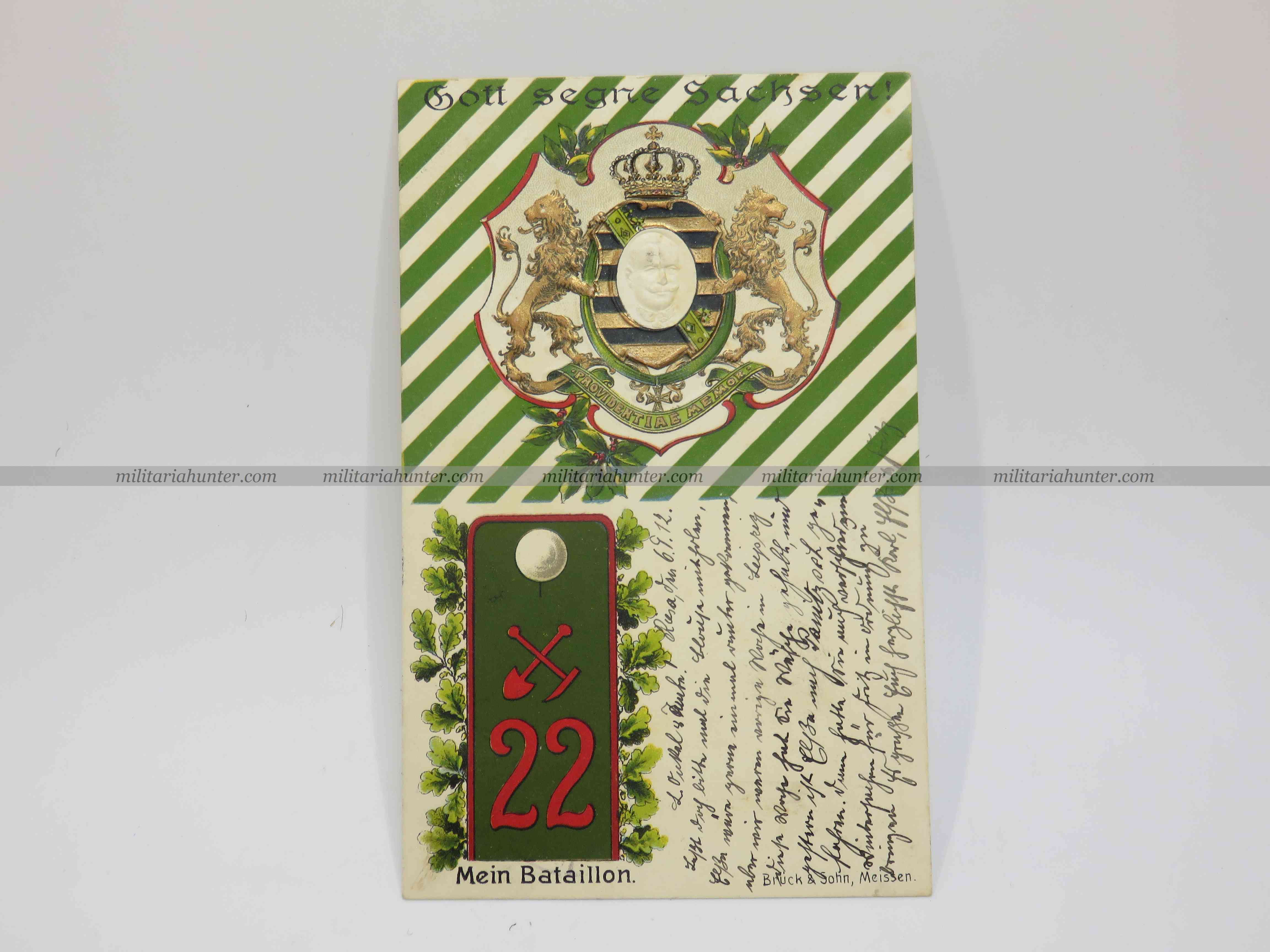 militaria : Postcard / AK 22th Saxonian Pionier Bataillon - carte du PB 22