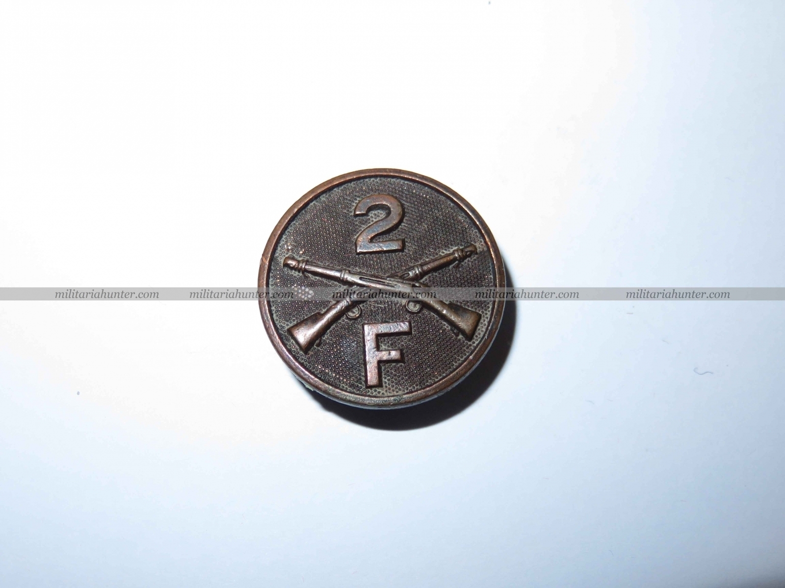 militaria : Collar disc 2nd Infantry F coy