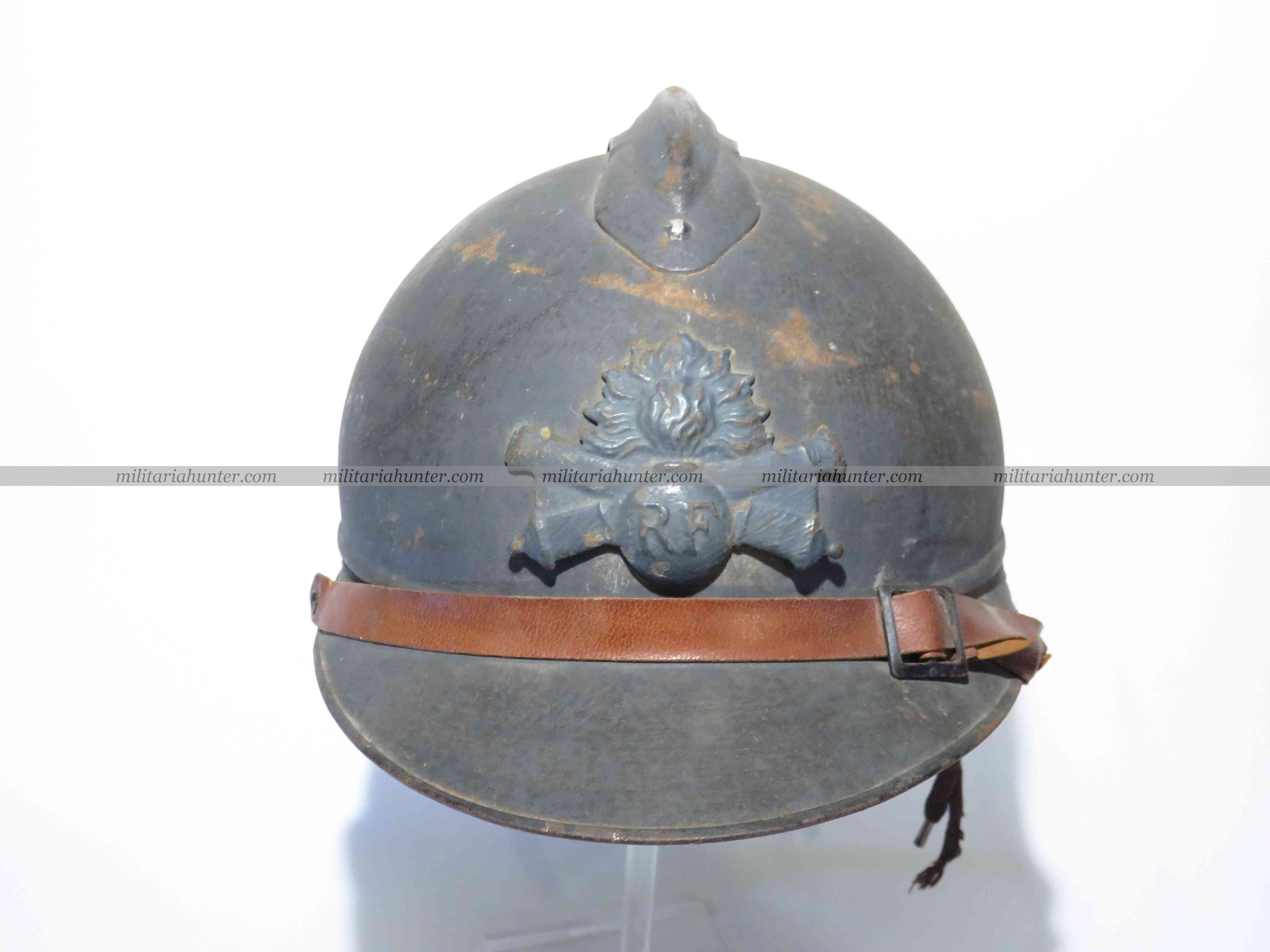 militaria : Casque Adrian 1915 d'un artilleur - ww1 french artillery Adrian helmet
