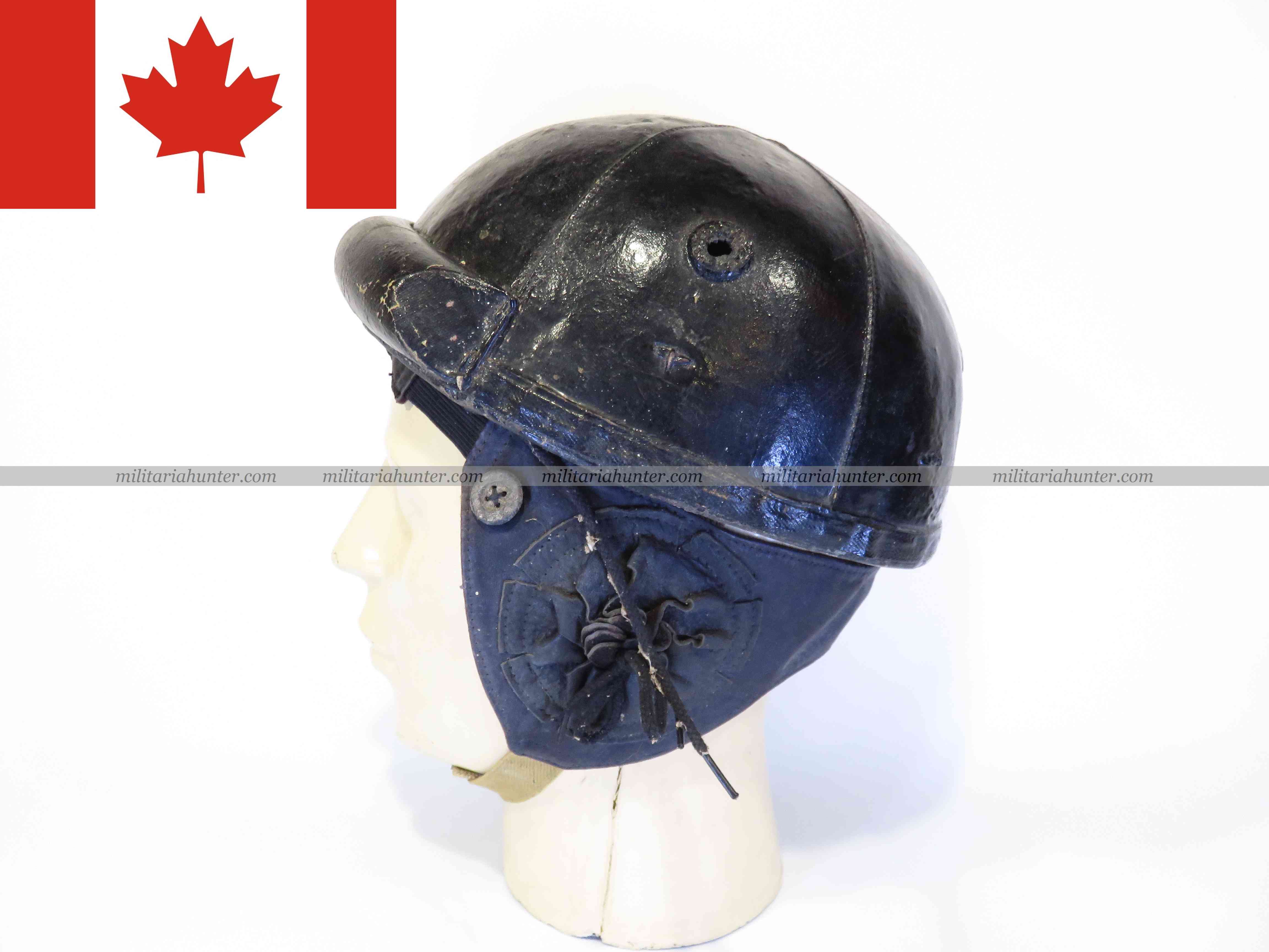 militaria : WW2 Casque tankiste canadien - Canadian Helmet Crash RTR RAC Royal Armoured