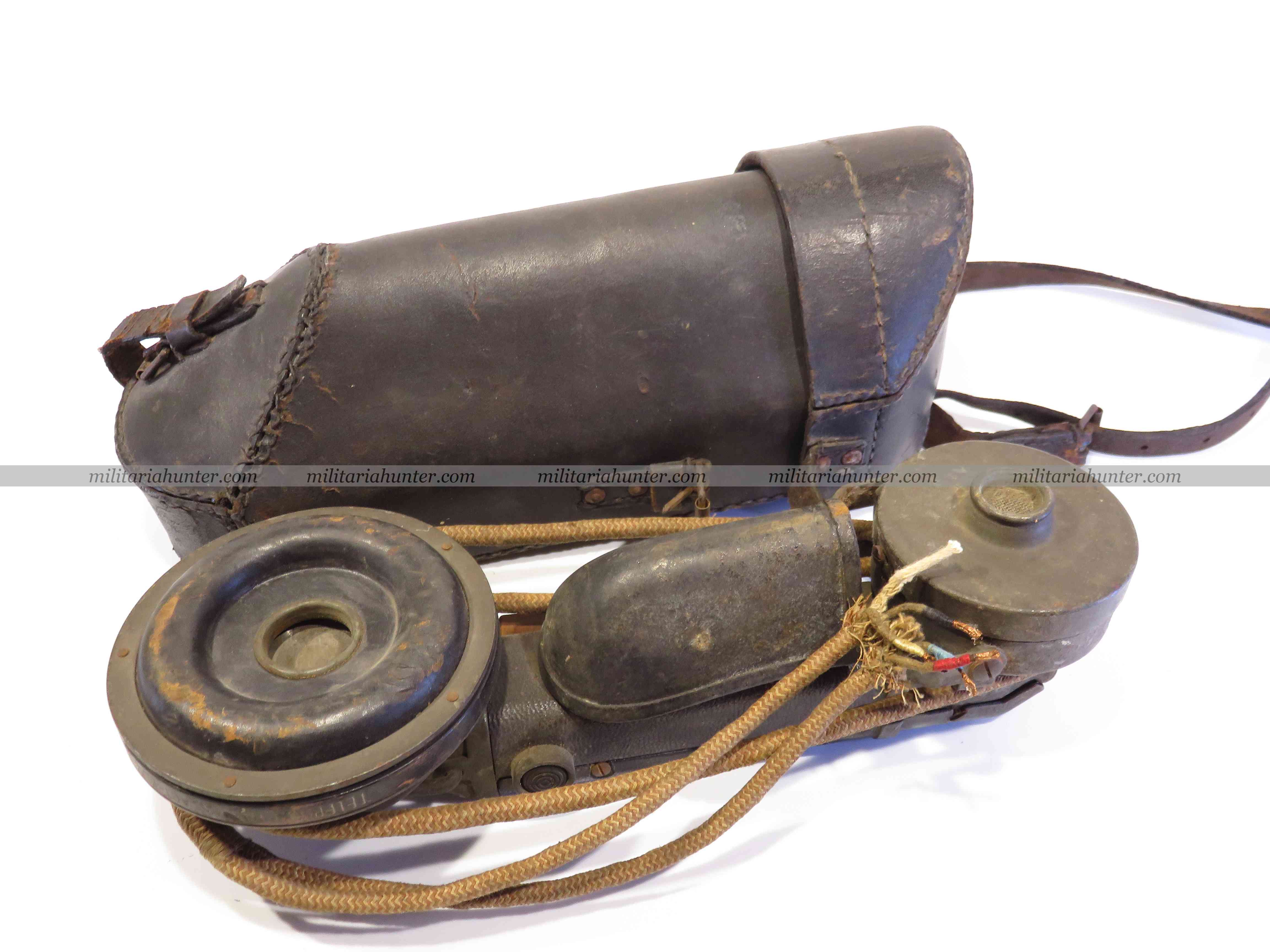 militaria : ww1 german field phone in case - Armeefeldfernsprecher avec étui