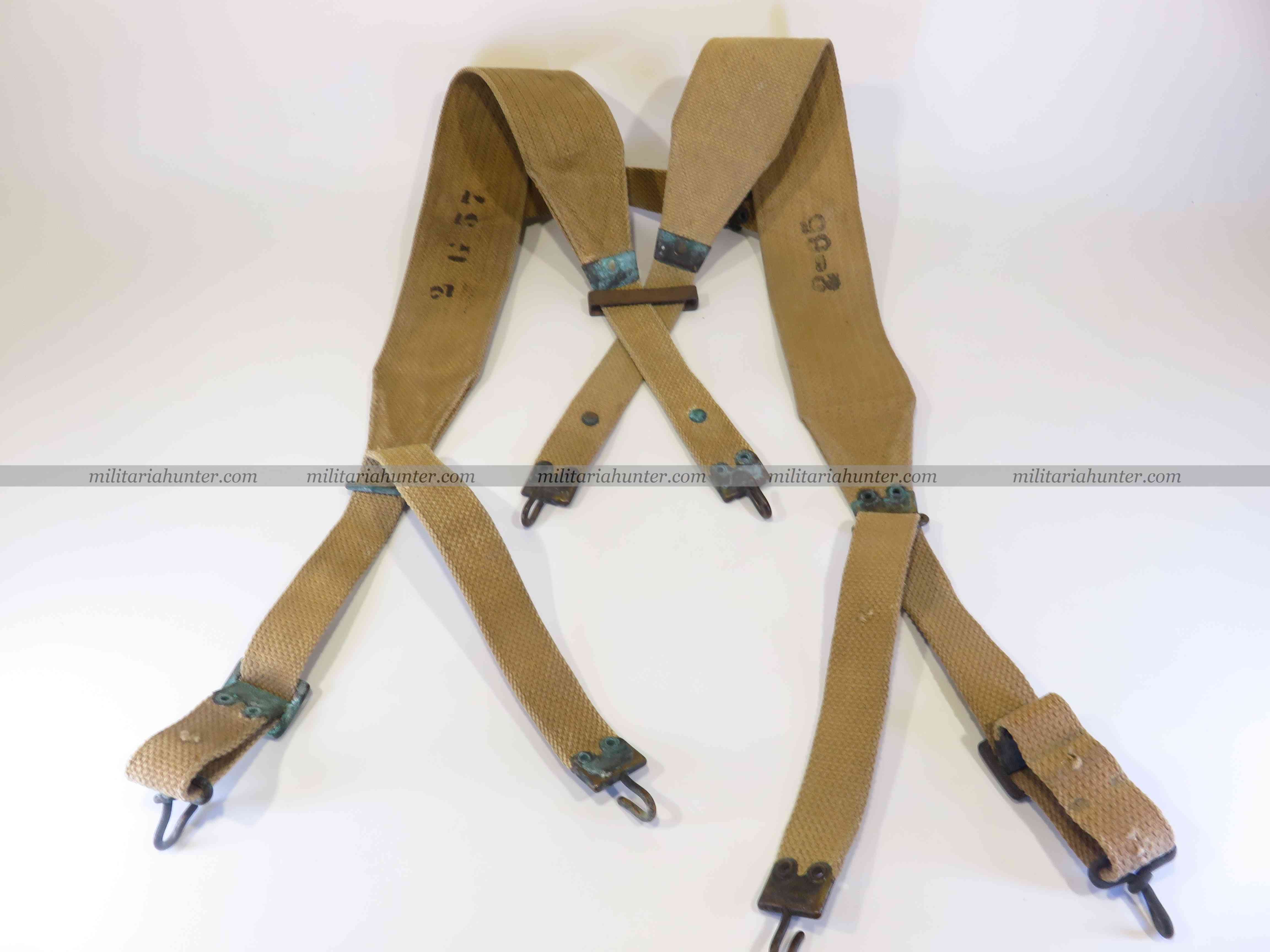 militaria : ww1 US belt suspenders Mills 1907 - brelage US modèle 1907 Mills 2nd Cav Rgt