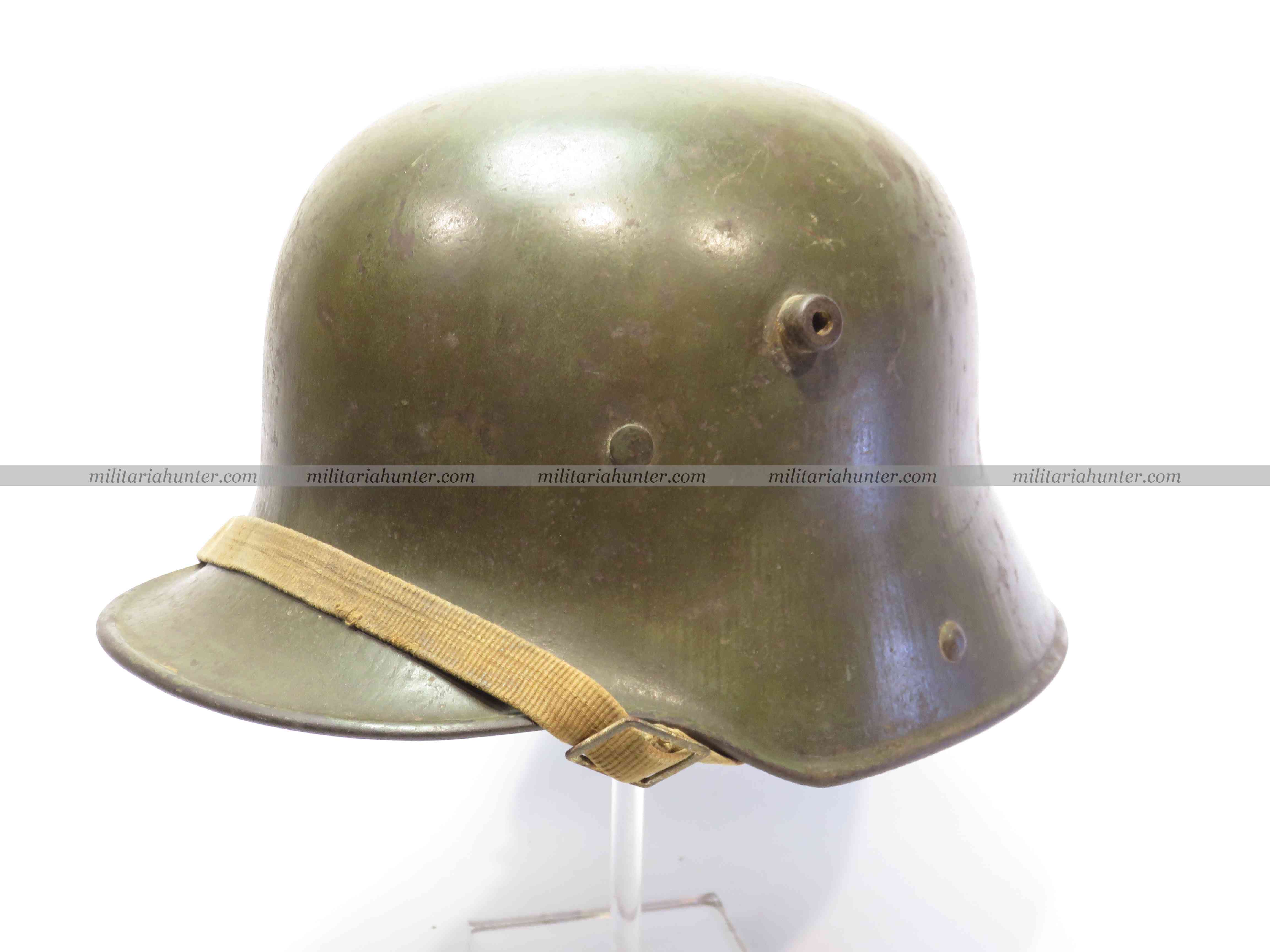 militaria : Stahlhelm M16 et rare jugulaire toile - ww1 german helmet with rare canvas strap