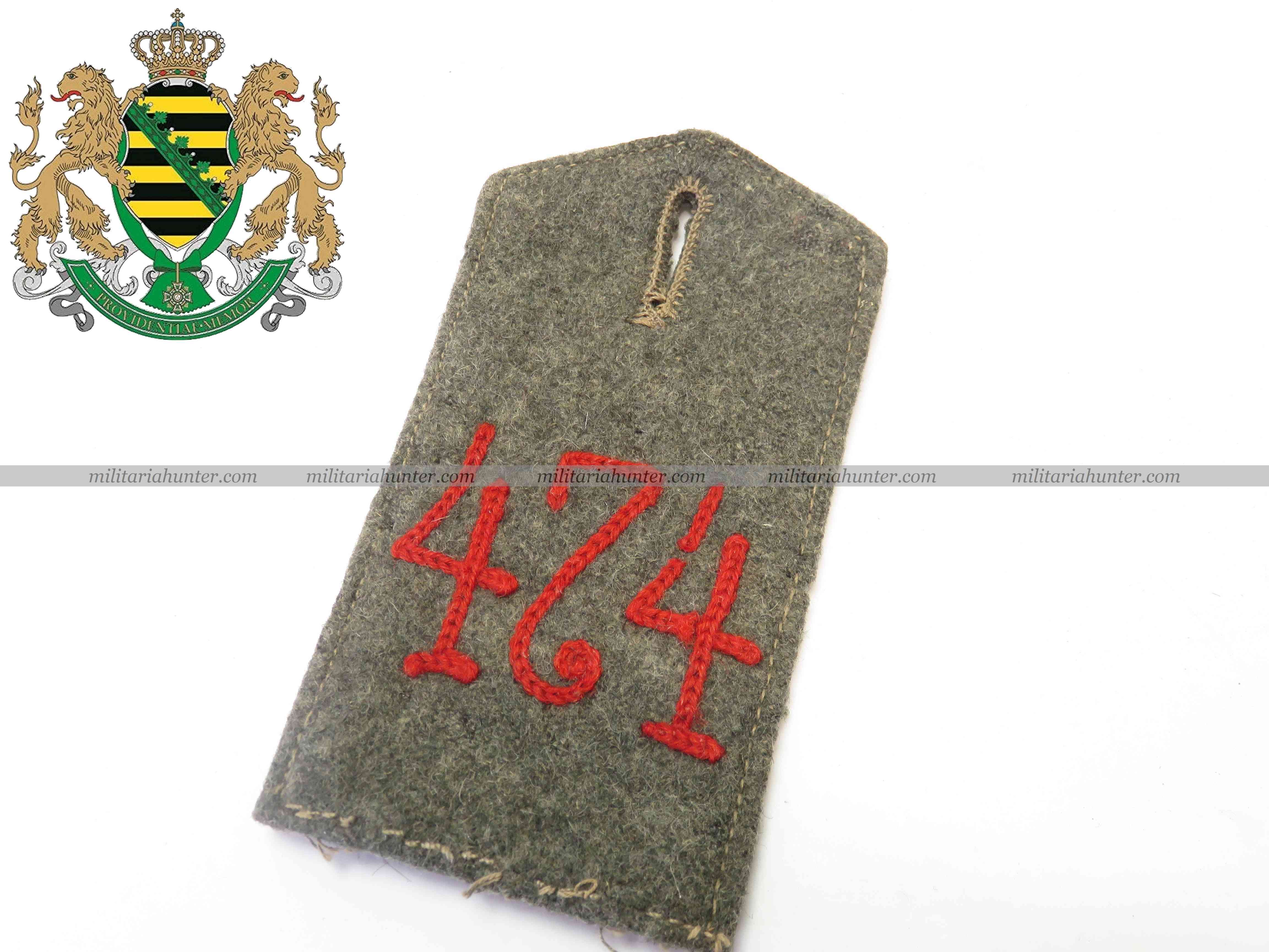 militaria : www1 Saxon shoulder strap JR474 - patte d'épaule M14 du JR474 saxon
