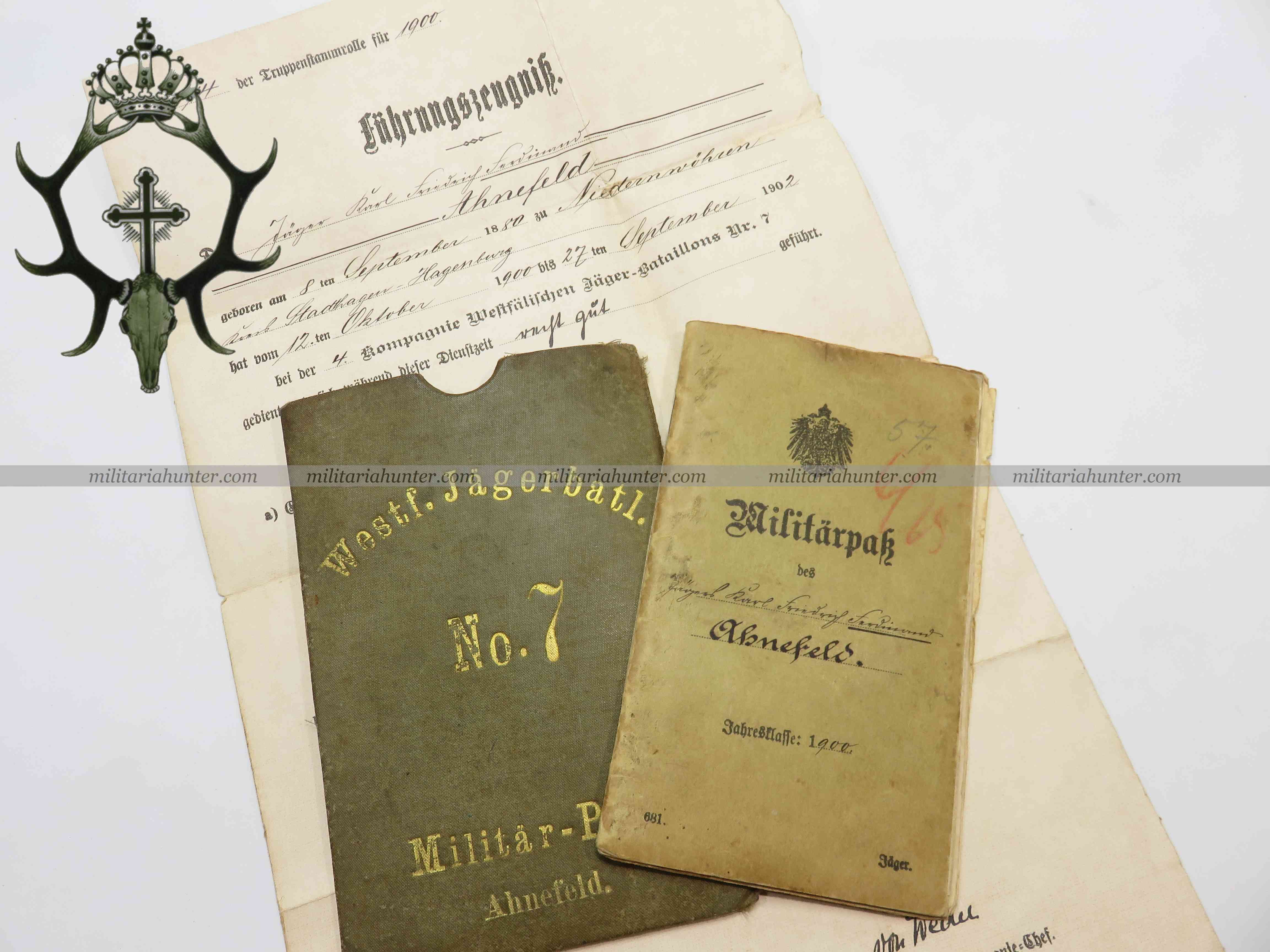 militaria : Jäger Bataillon Nr 7 Militarpass + Infanterie Regiment Nr 25