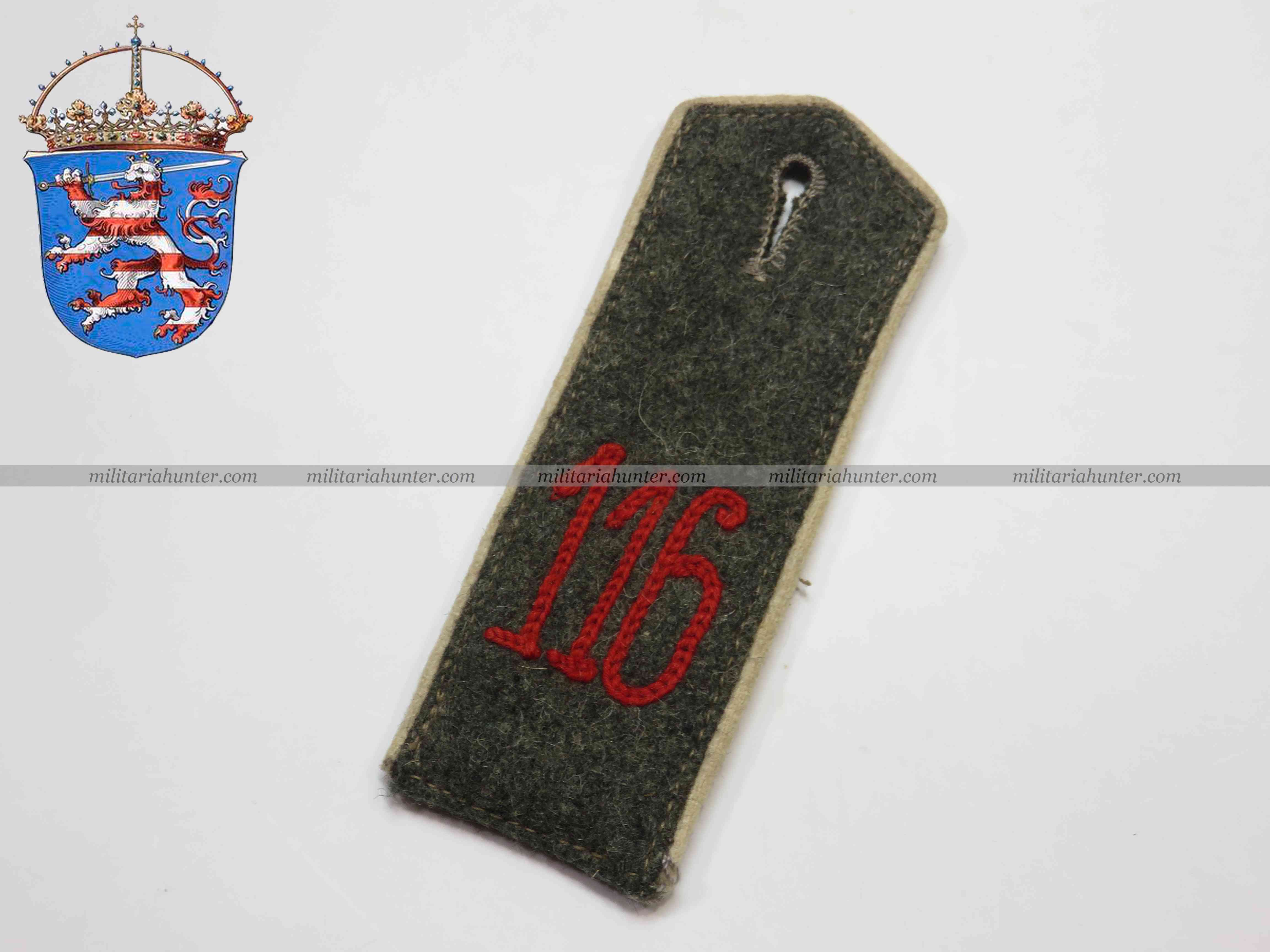 militaria : Patte d'épaule M15 du RJR116 Hessois - Hessen RJR116 Schulterklappe