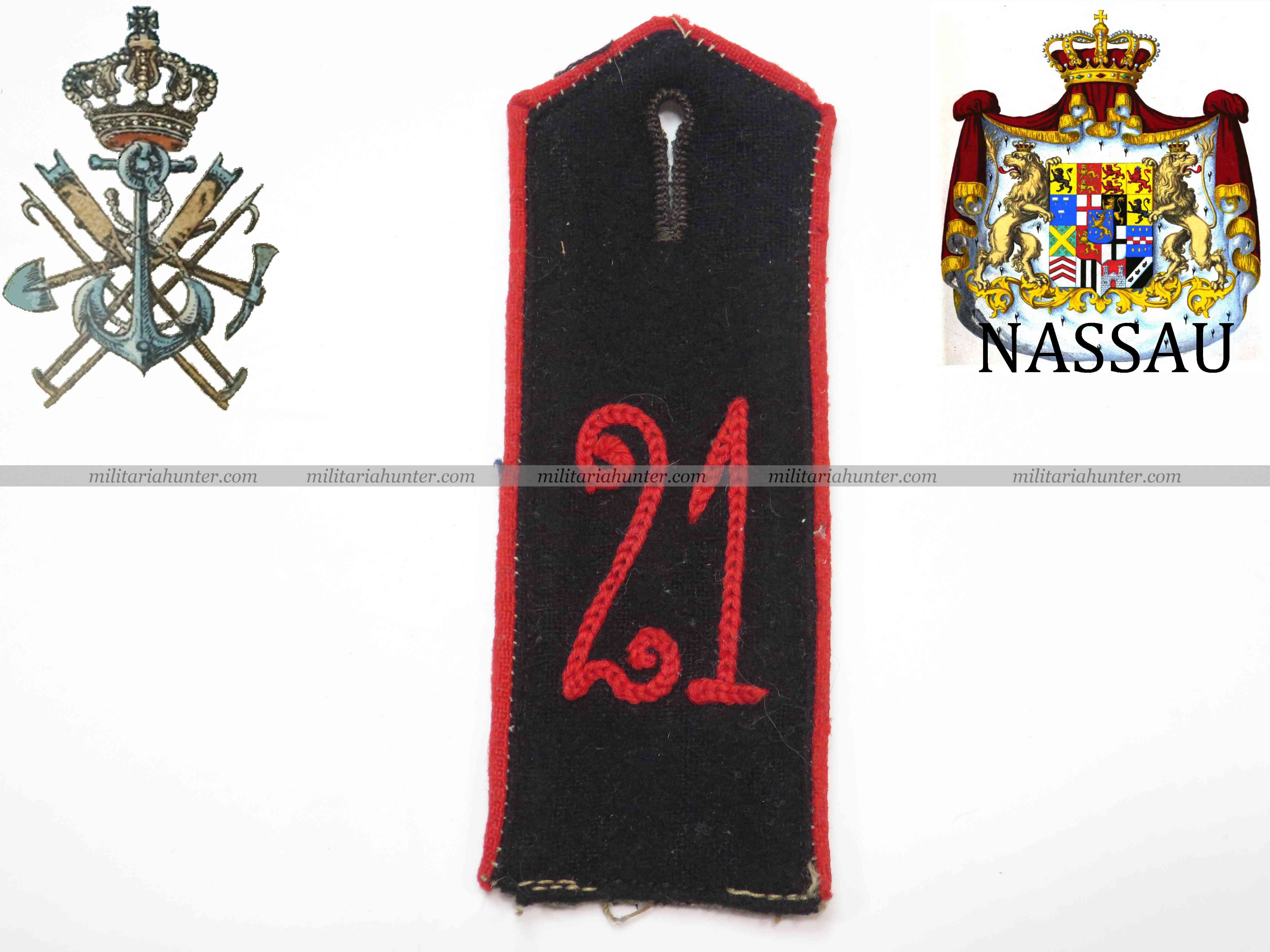 militaria : Patte d'épaule M1915 Pionier Bataillon Nr 21 Nassau