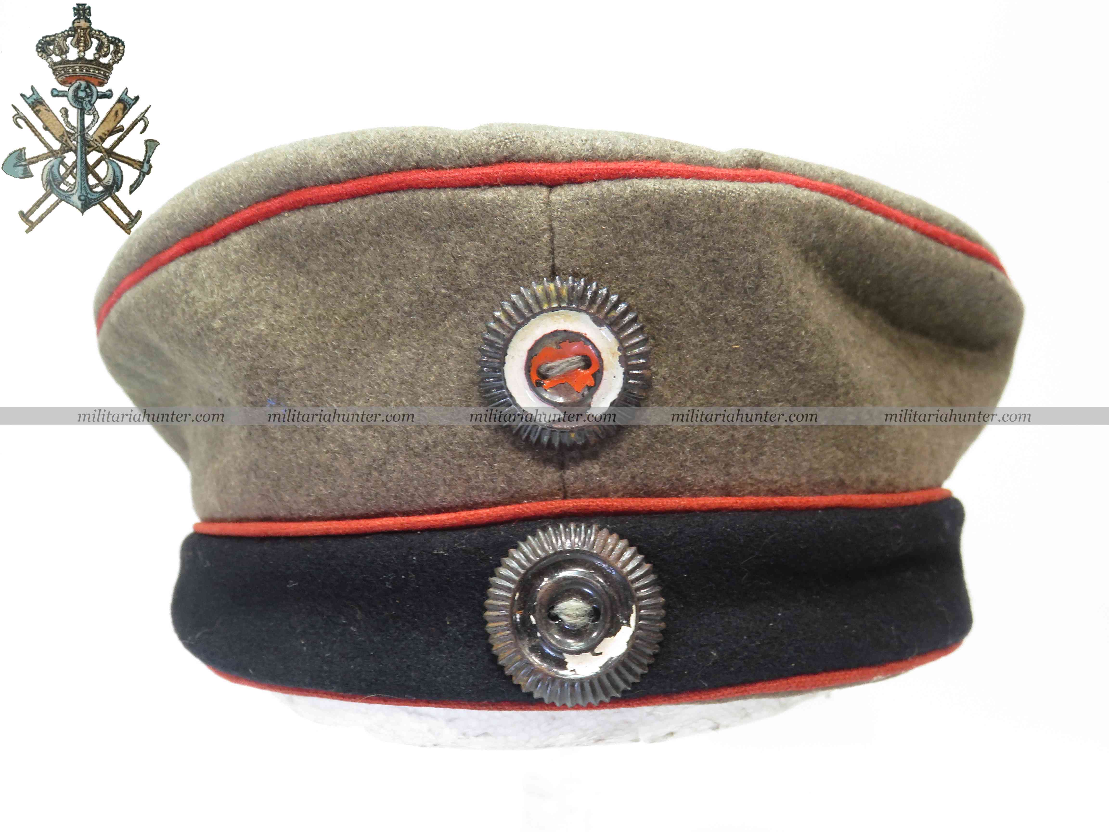militaria : Mütze Feldgrau M1907 de Pionier / Artillerie datée 1914