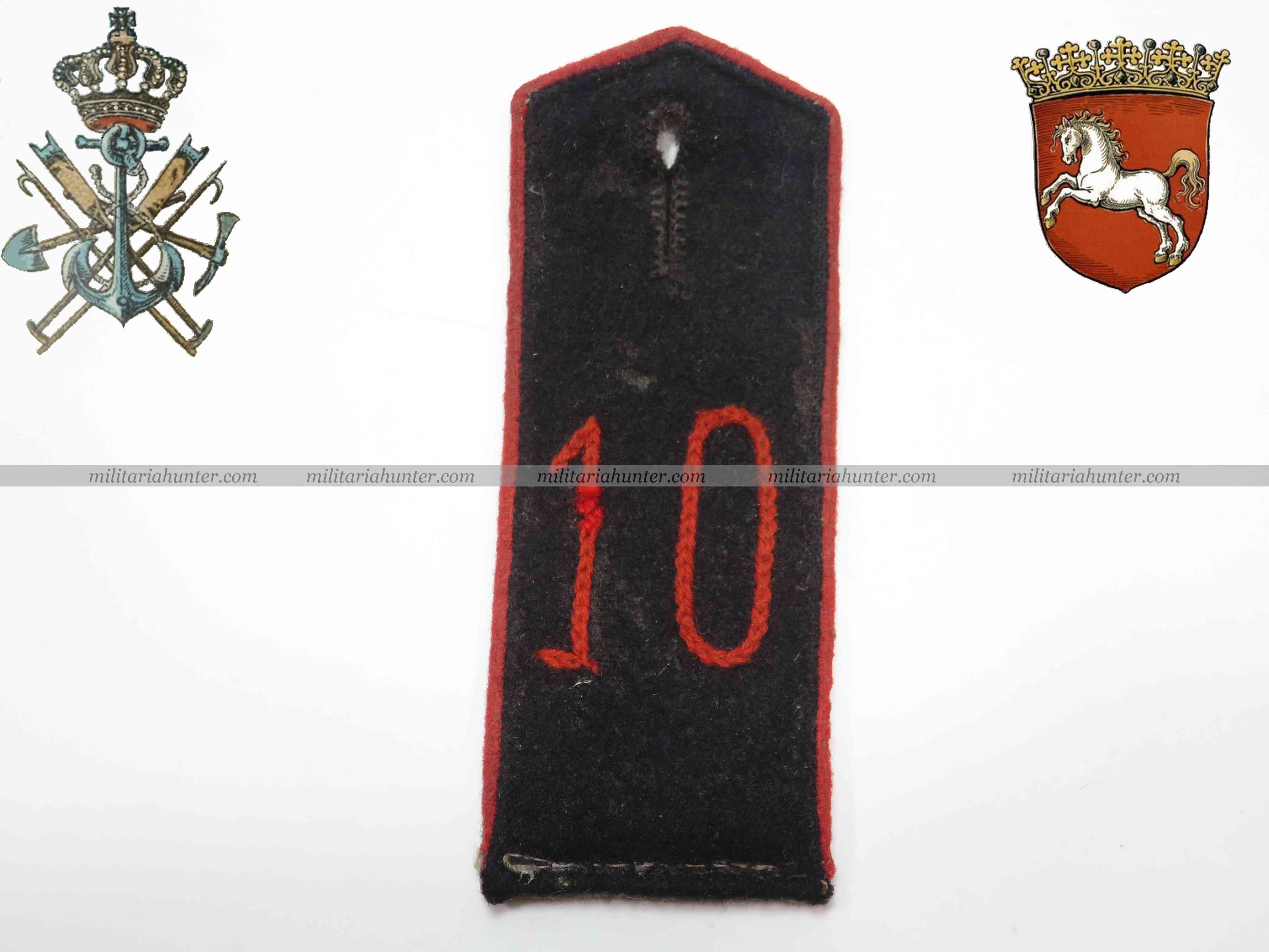 militaria : Patte d'épaule M1915 Pionier Bataillon Nr 10 de Hannovre