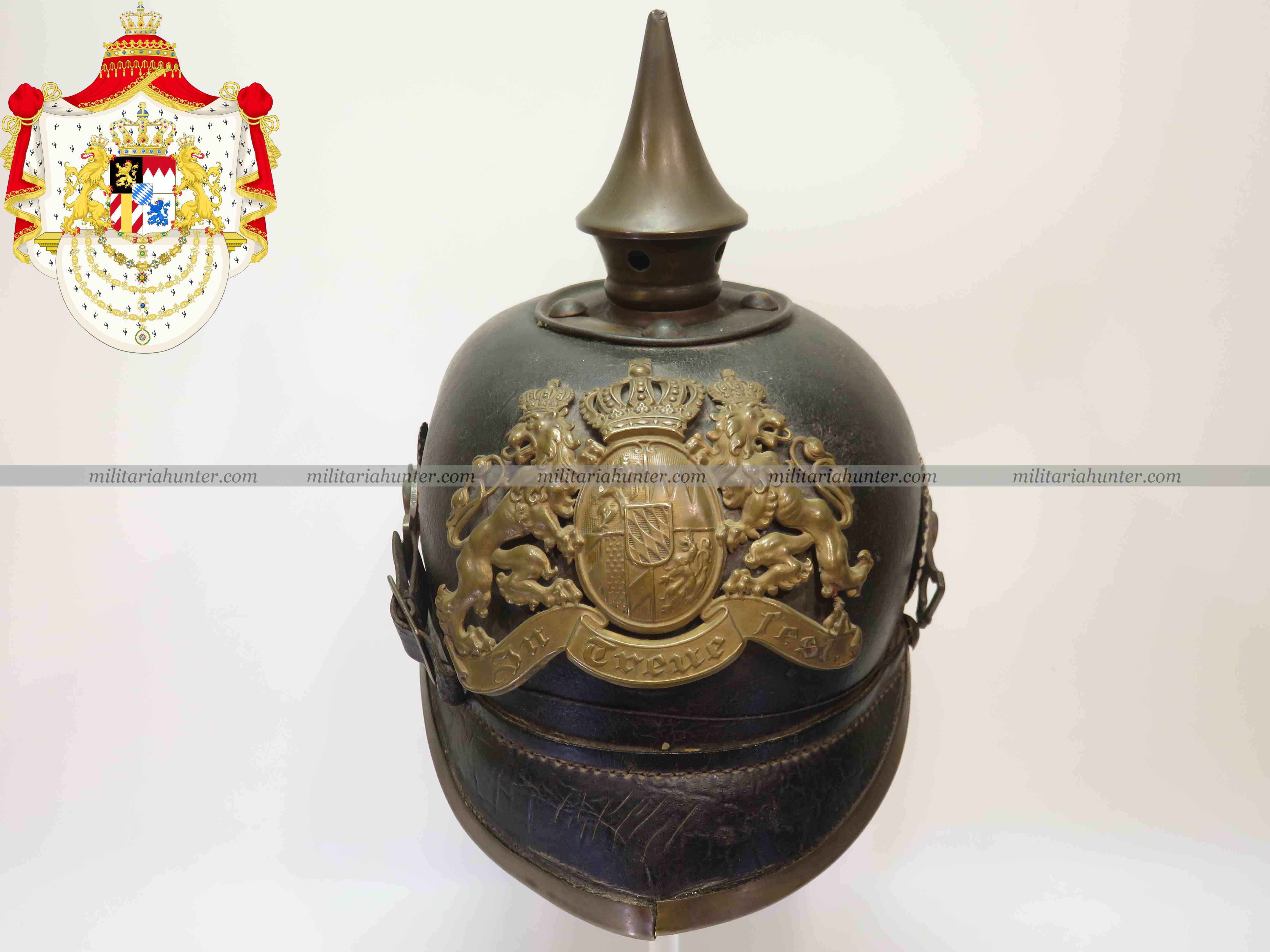 militaria : Casque à pointe M1896 Bavarois nominatif - Bavariann Pickelhaube - Spiked helmet