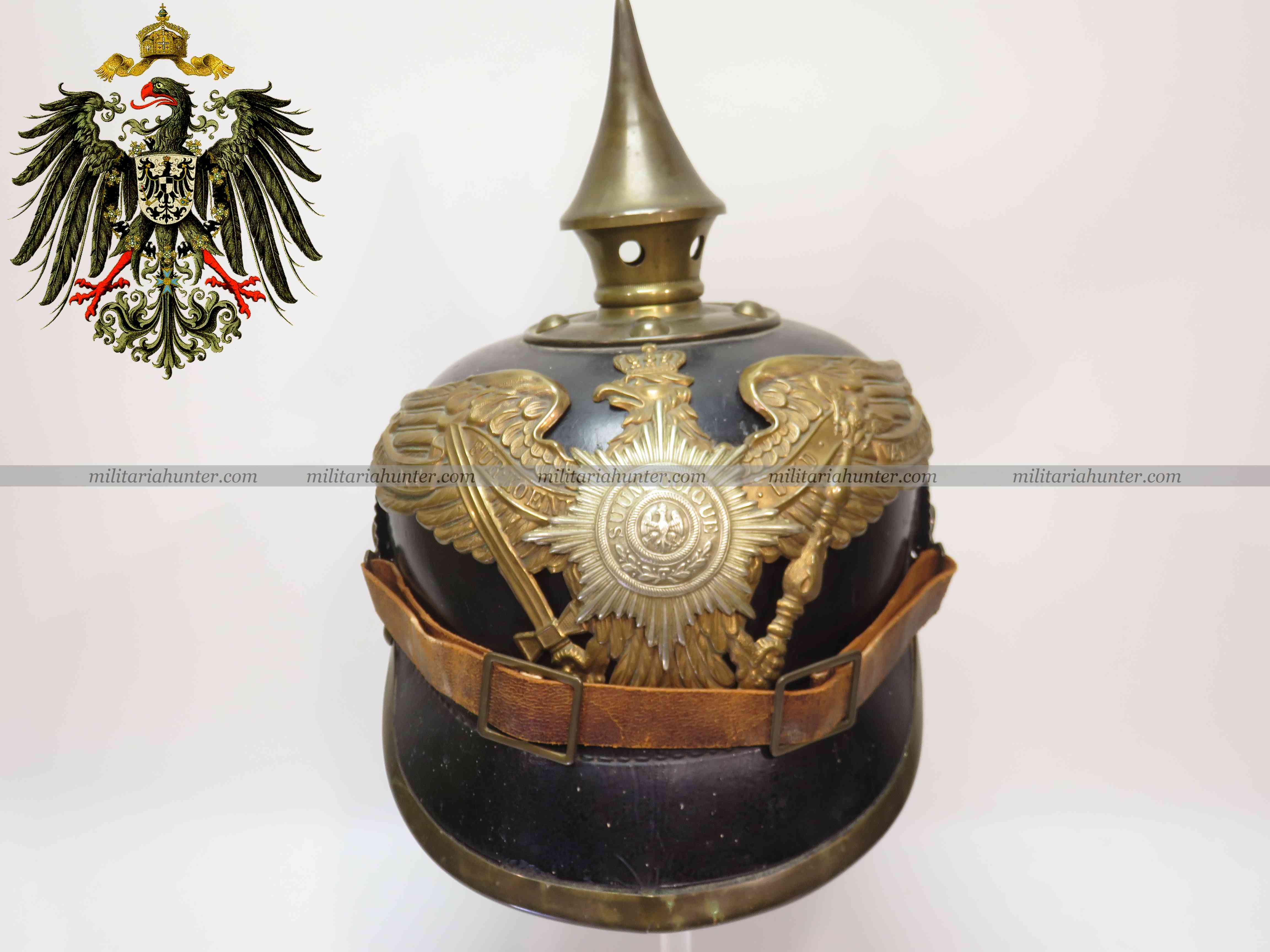 militaria : Casque à pointe M1895 de la Garde nominatif - Prussian Guard spiked helmet