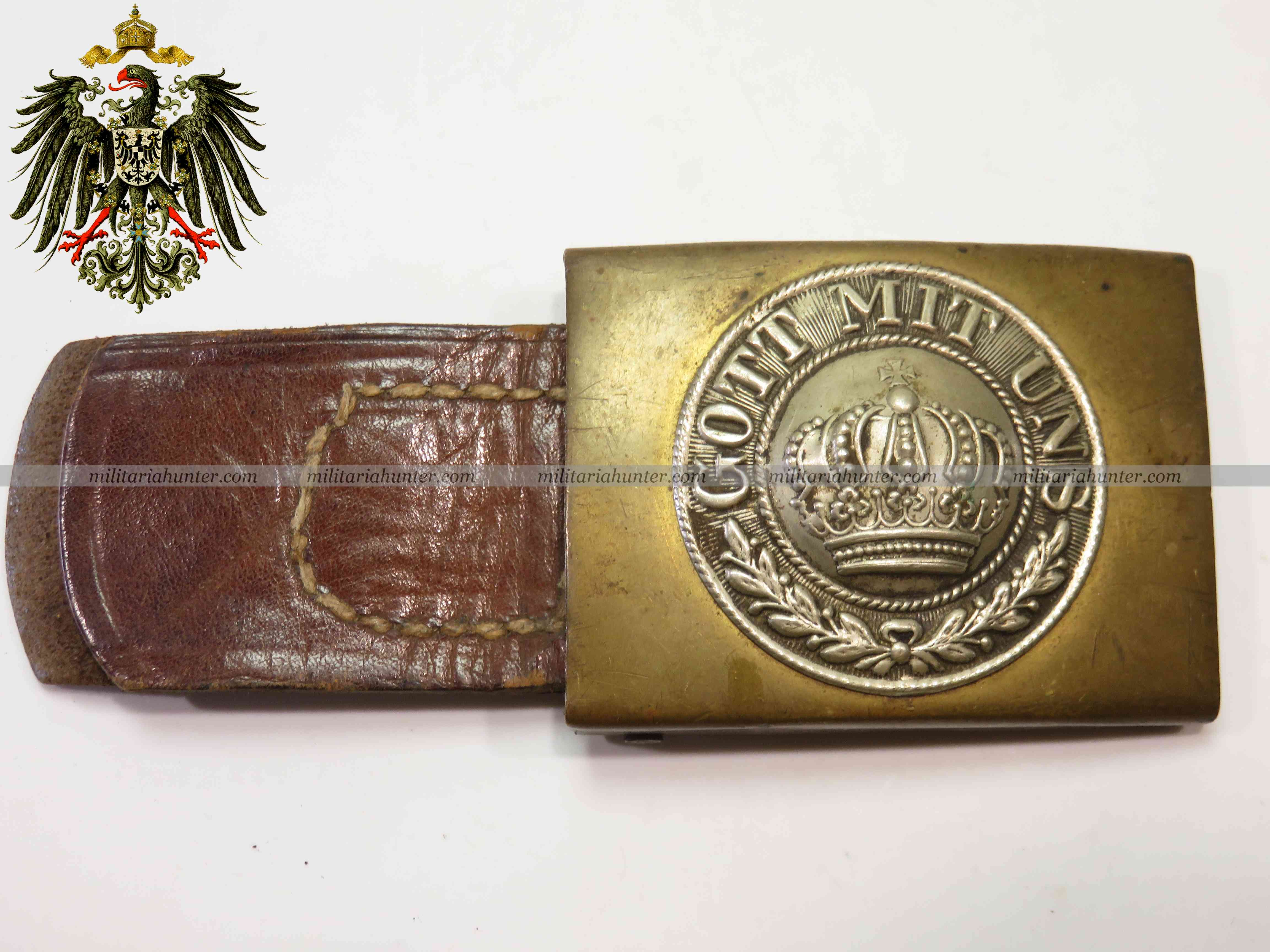 militaria : ww1 Prussian M1895 belt buckle with tab - boucle Prusse avec patelette
