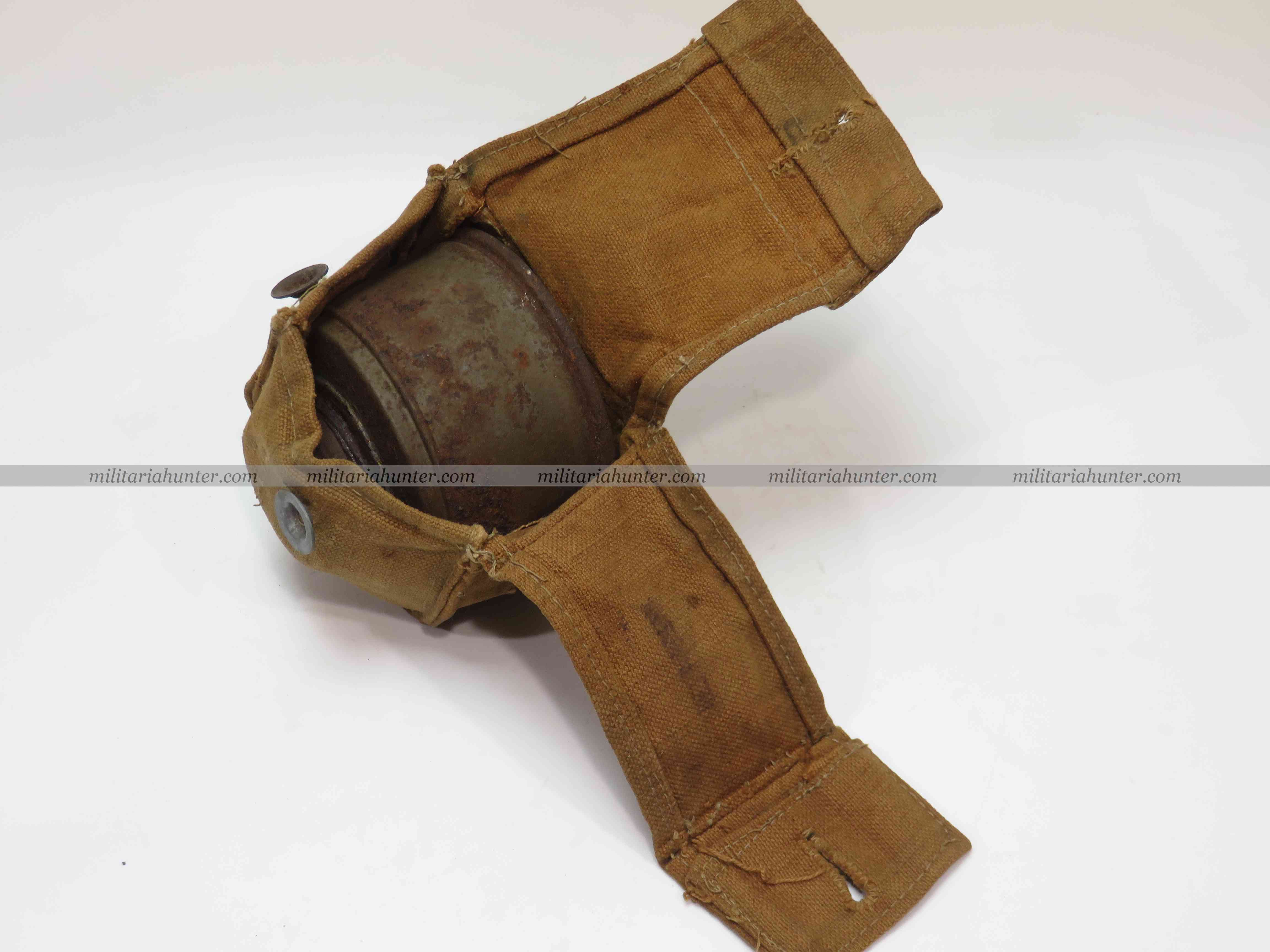 militaria : ww1 german gas filter and pouch - Pochette toile et filtre de rechange