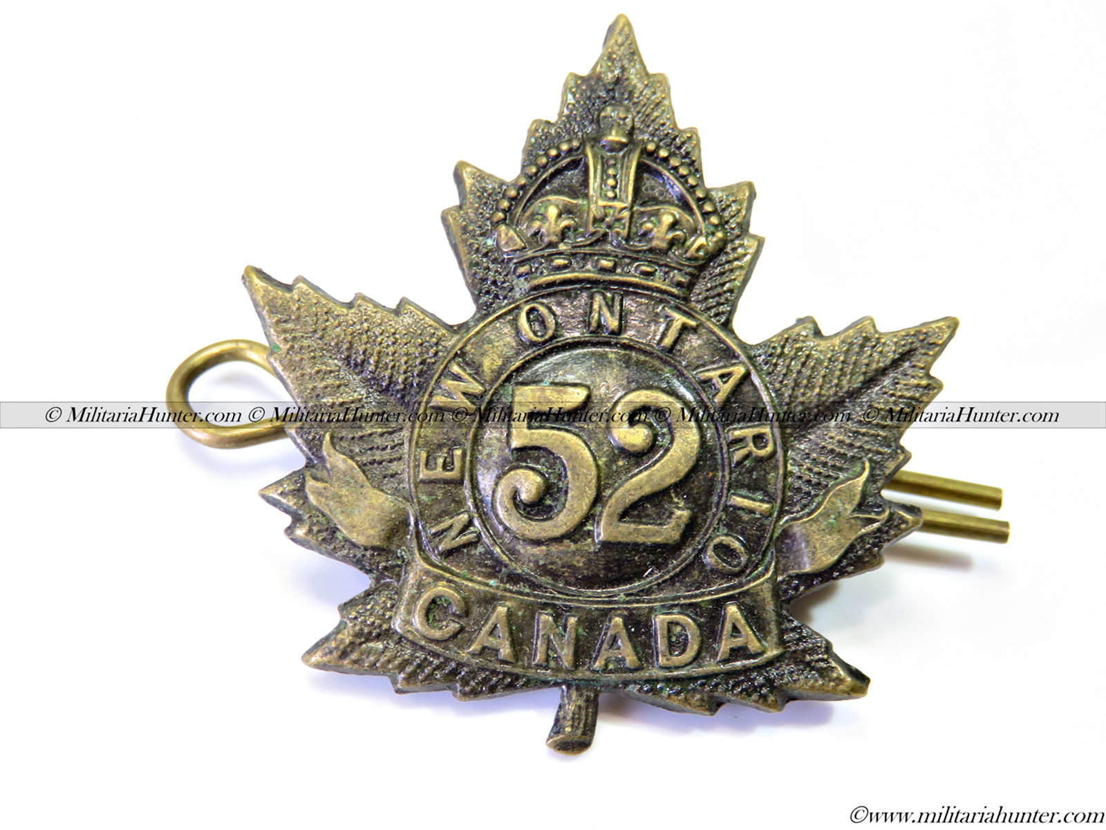 militaria : ww1 CEF 52nd Battalion ccollar badge New Ontario