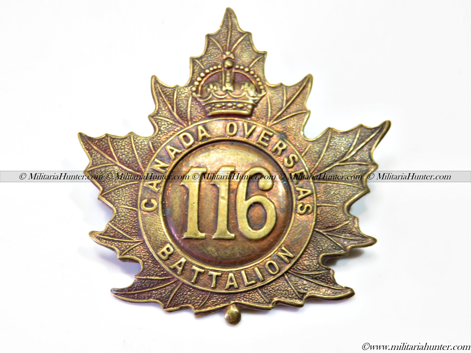 militaria : ww1 CEF 116th Battalion cap badge Ontario County