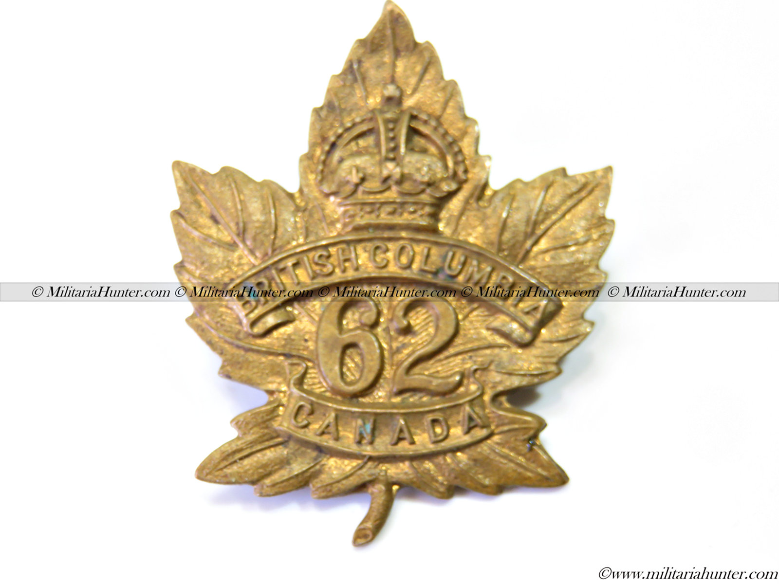 militaria : ww1 CEF 62nd Battalion cap badge British Columbia