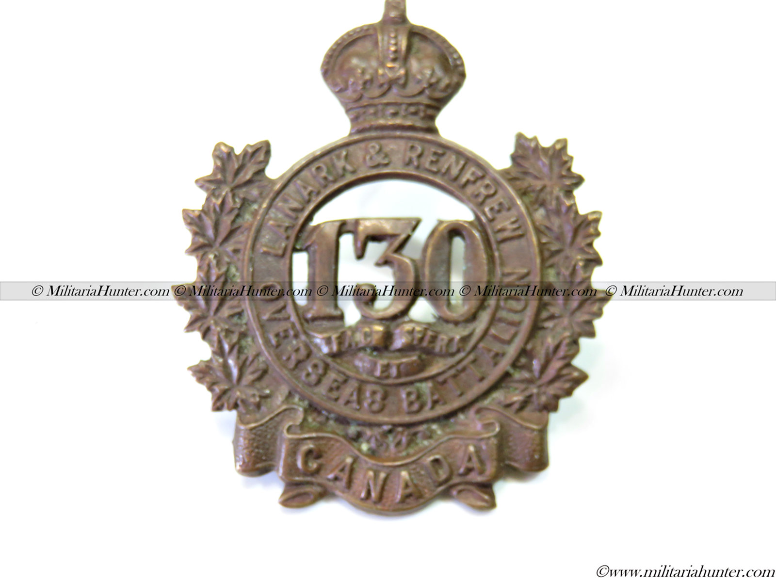 militaria : ww1 CEF 130th Battalion cap badge Lanark and Renfrew