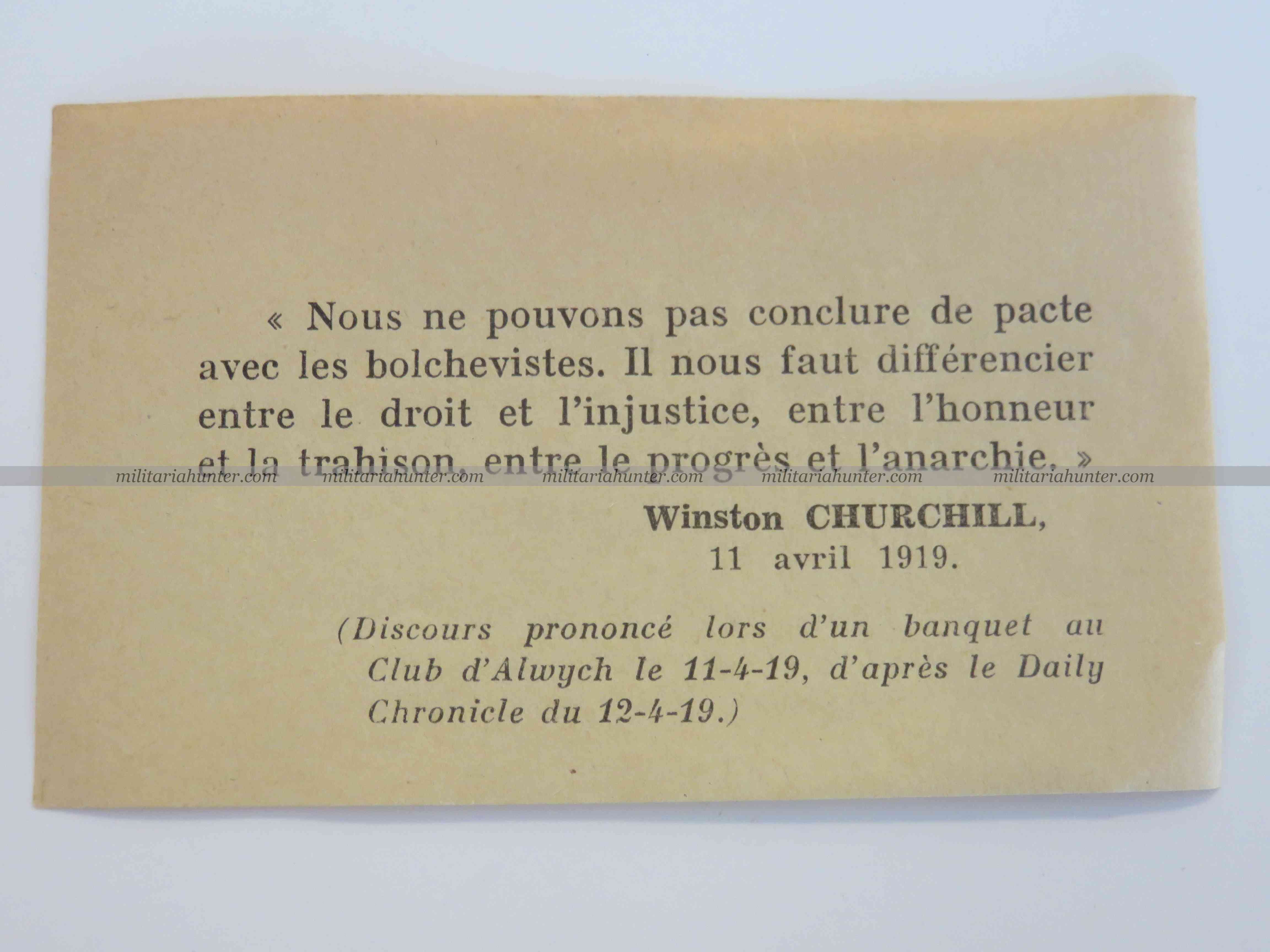 militaria : Vignette antocollante propagande anti anglaise du régime de Vichy